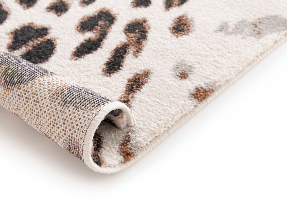 Tapis poils ras MERYL motif léopard - Imprimé léopard marron
