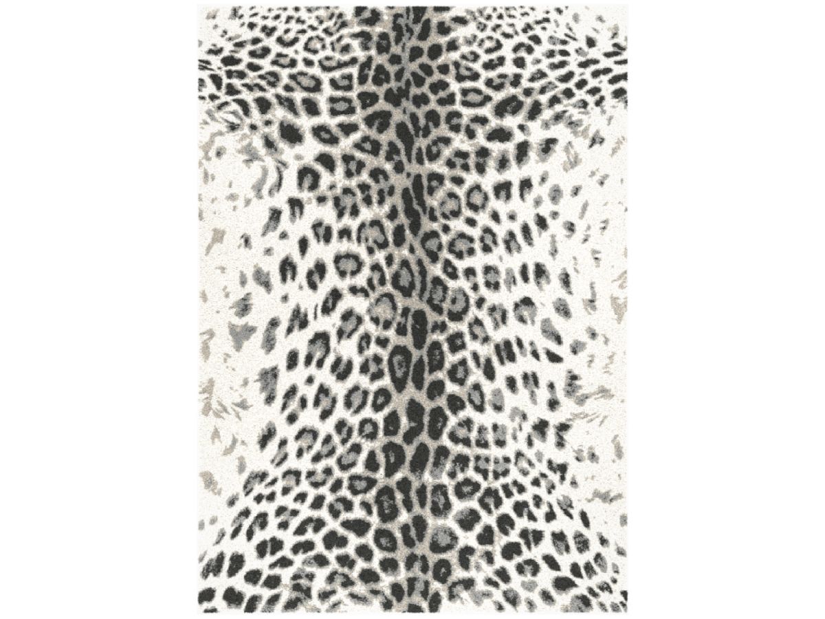 Tapis poils ras MERYL motif léopard - Imprimé léopard noir
