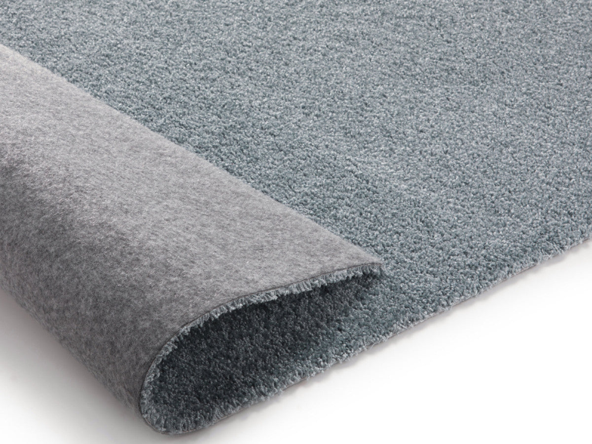 Tapis poils ras lavable MIREILLE uni - Bleu
