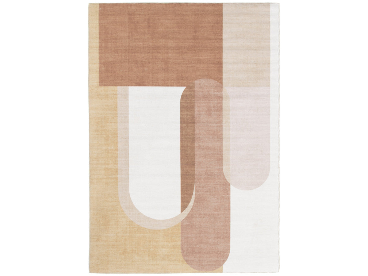 Tapis poils ras NADINE motif abstrait - Orange