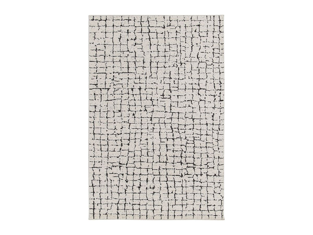 Tapis poils ras NEBULIA motif abstrait - Beige