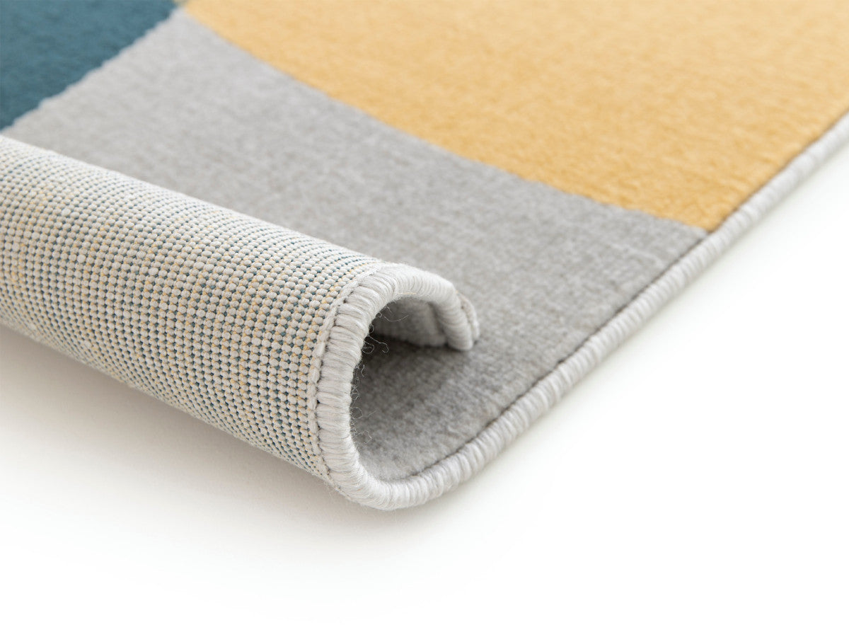Tapis poils ras NICOLE motif abstrait - Jaune