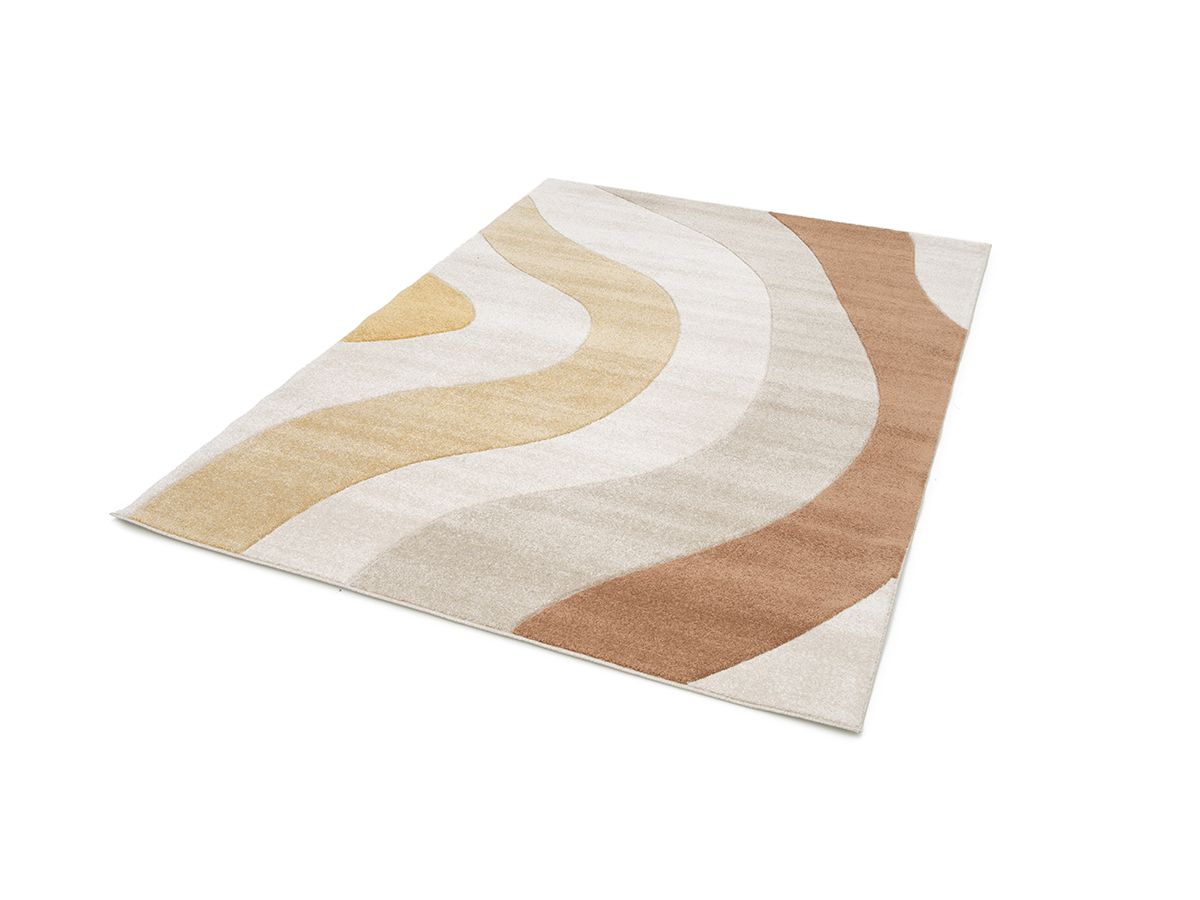 Tapis poils ras NOVA motif abstrait - Beige