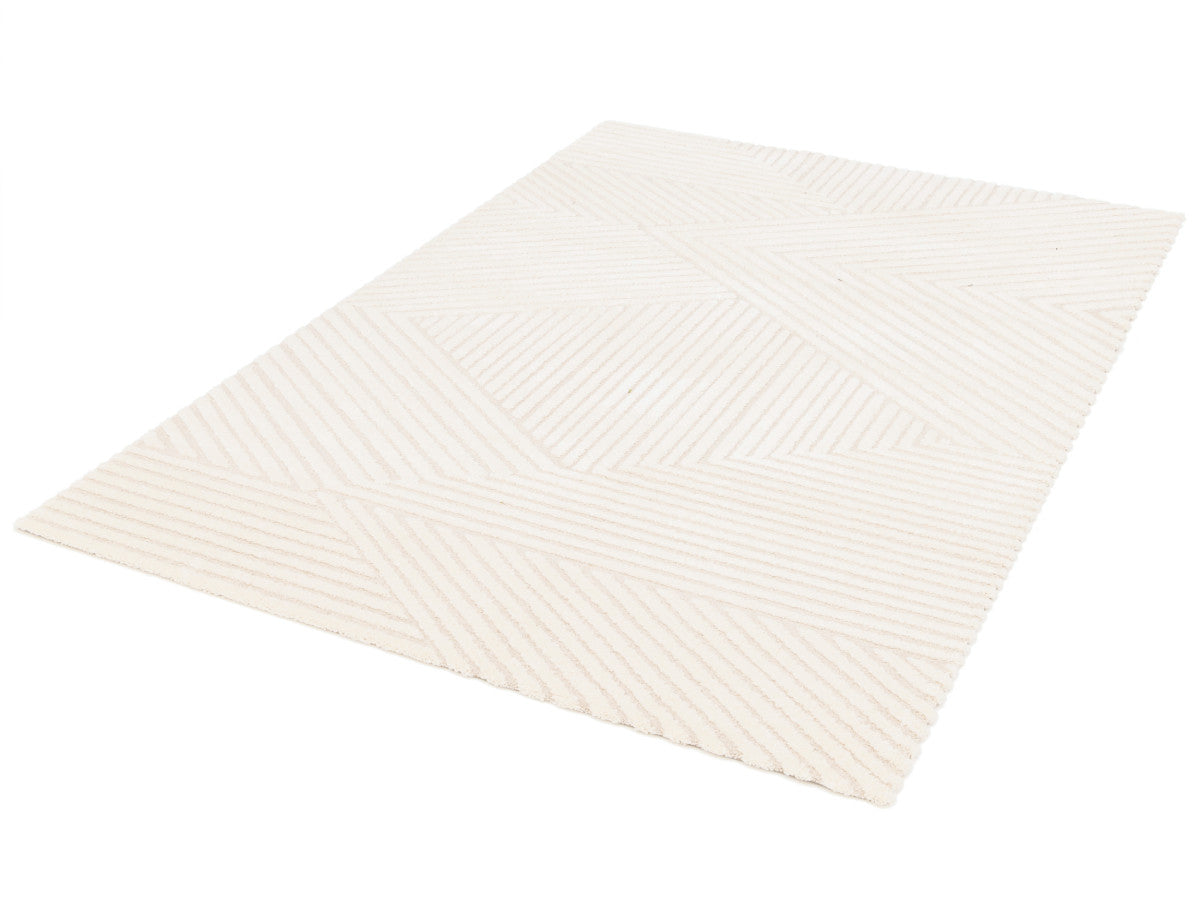 Tapis poils ras OLIVIER motif abstrait - Beige