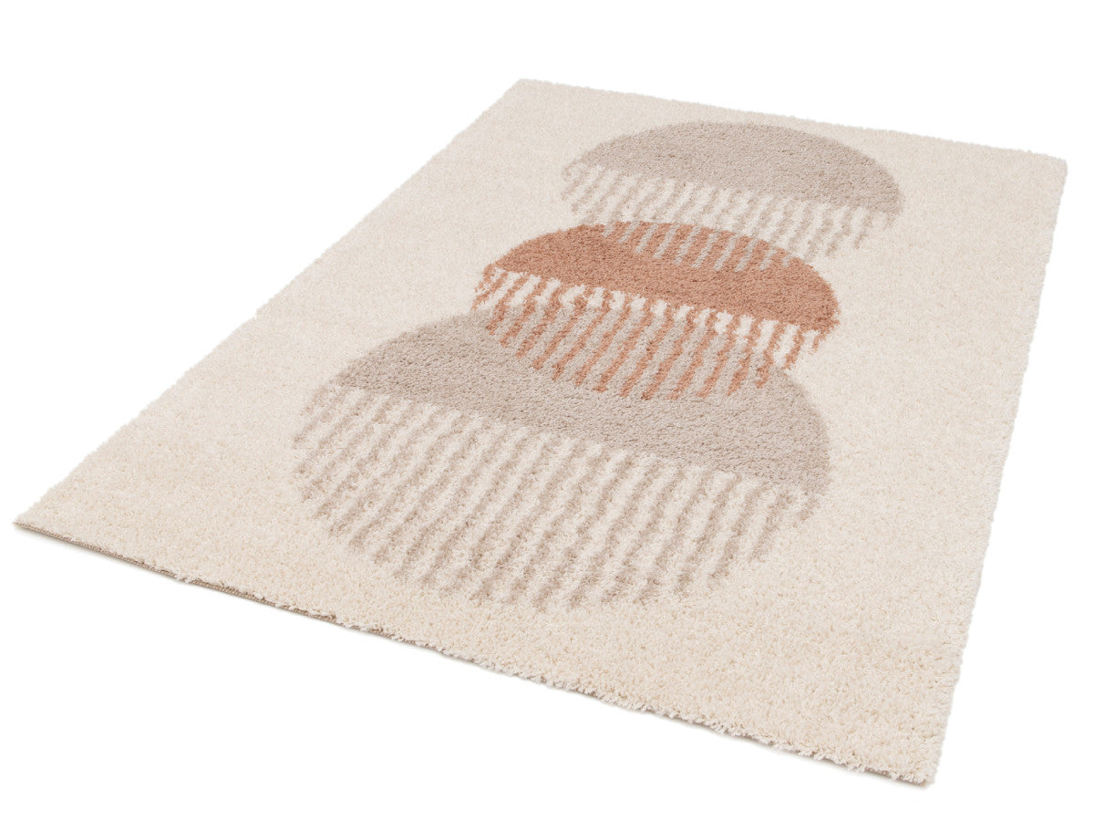 Tapis poils ras PASCALE motif abstrait - Beige