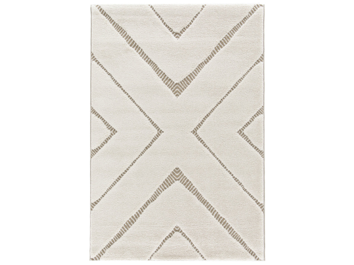 Tapis poils ras RACHIDA motif graphique - Beige