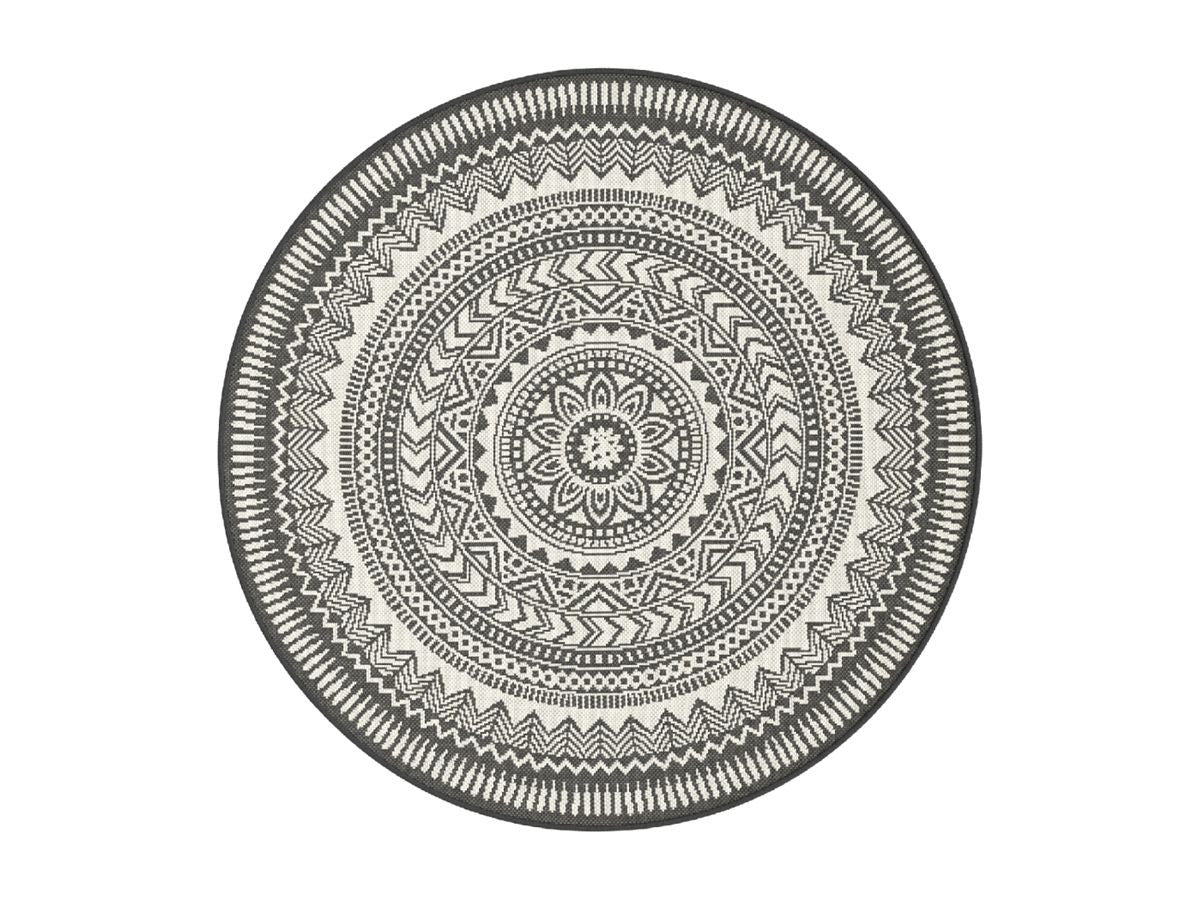 Tapis poils ras SIENNA motif vintage - Noir