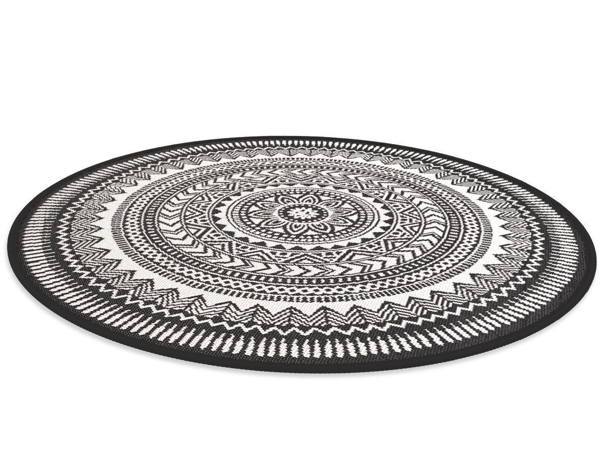Tapis poils ras SIENNA motif vintage - Noir
