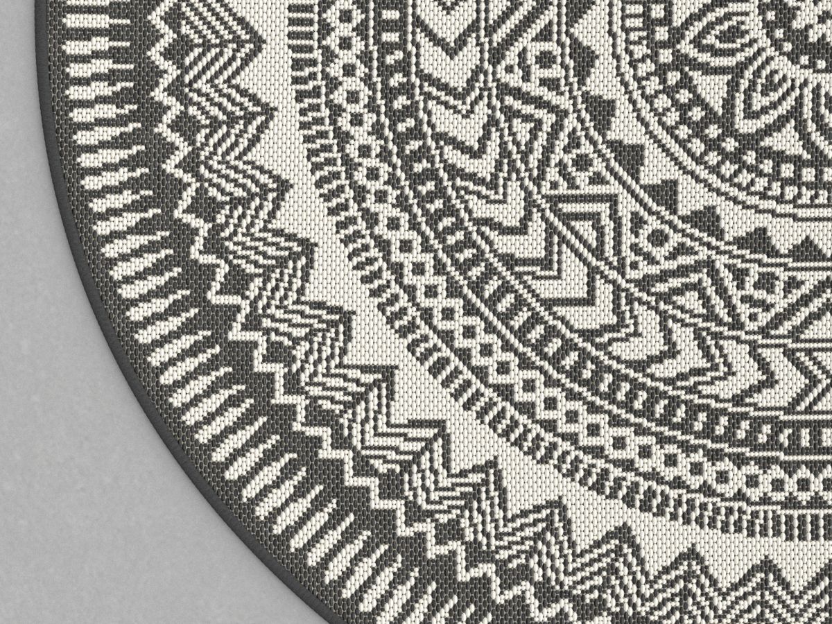 Tapis poils ras SIENNA motif vintage - Noir