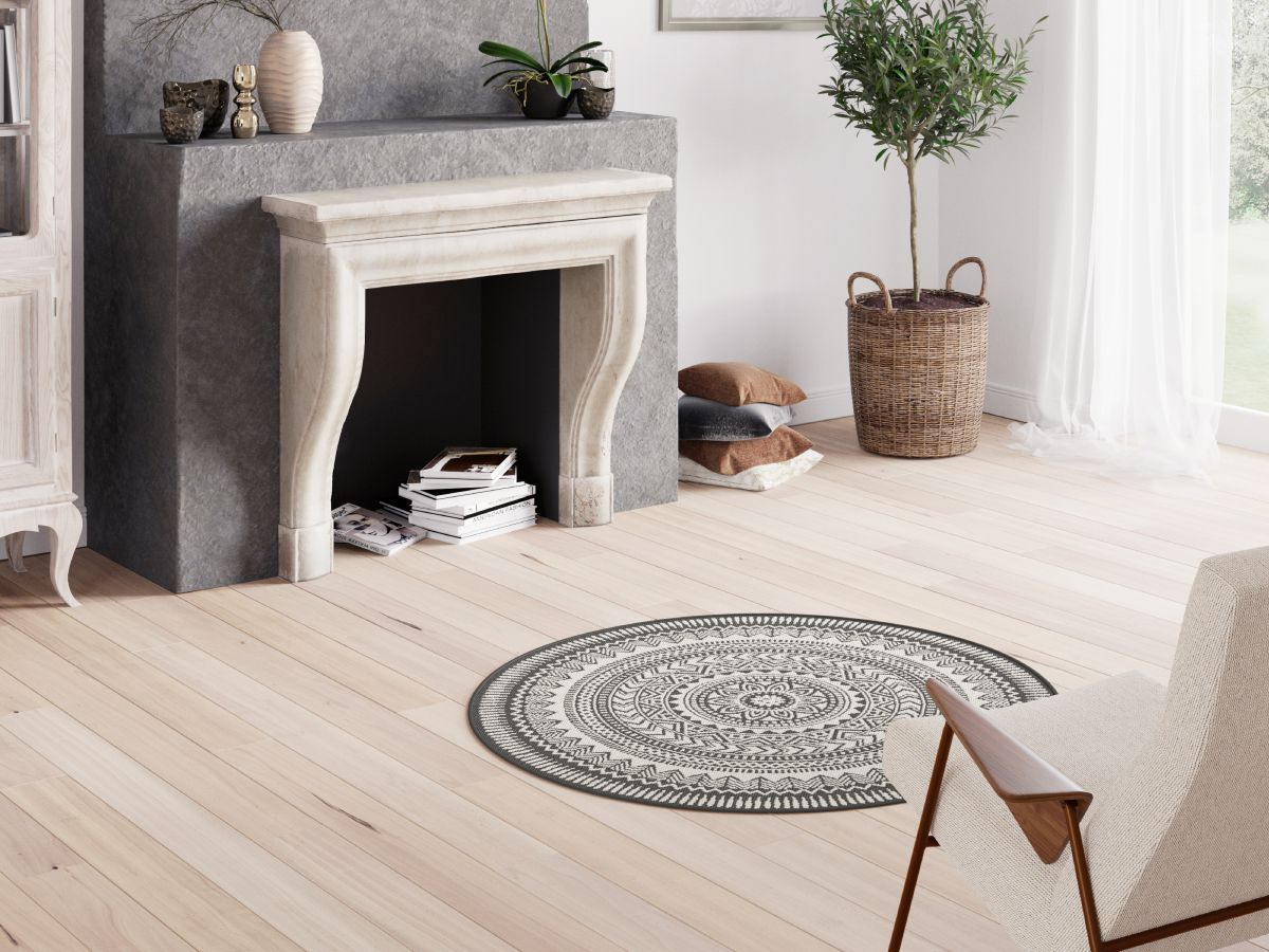 Tapis poils ras SIENNA motif vintage - Noir