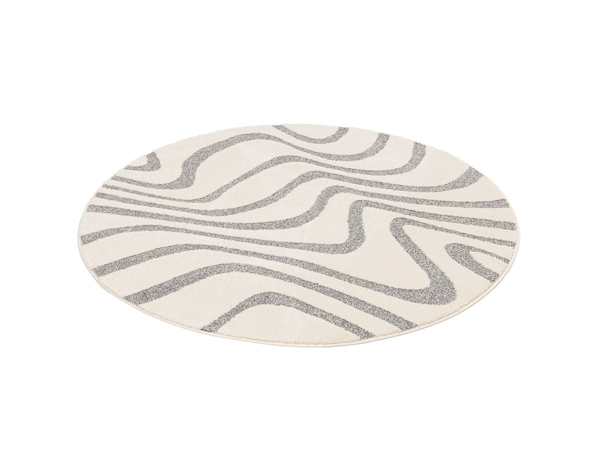 Tapis poils ras SOFTERA motif abstrait - Gris clair