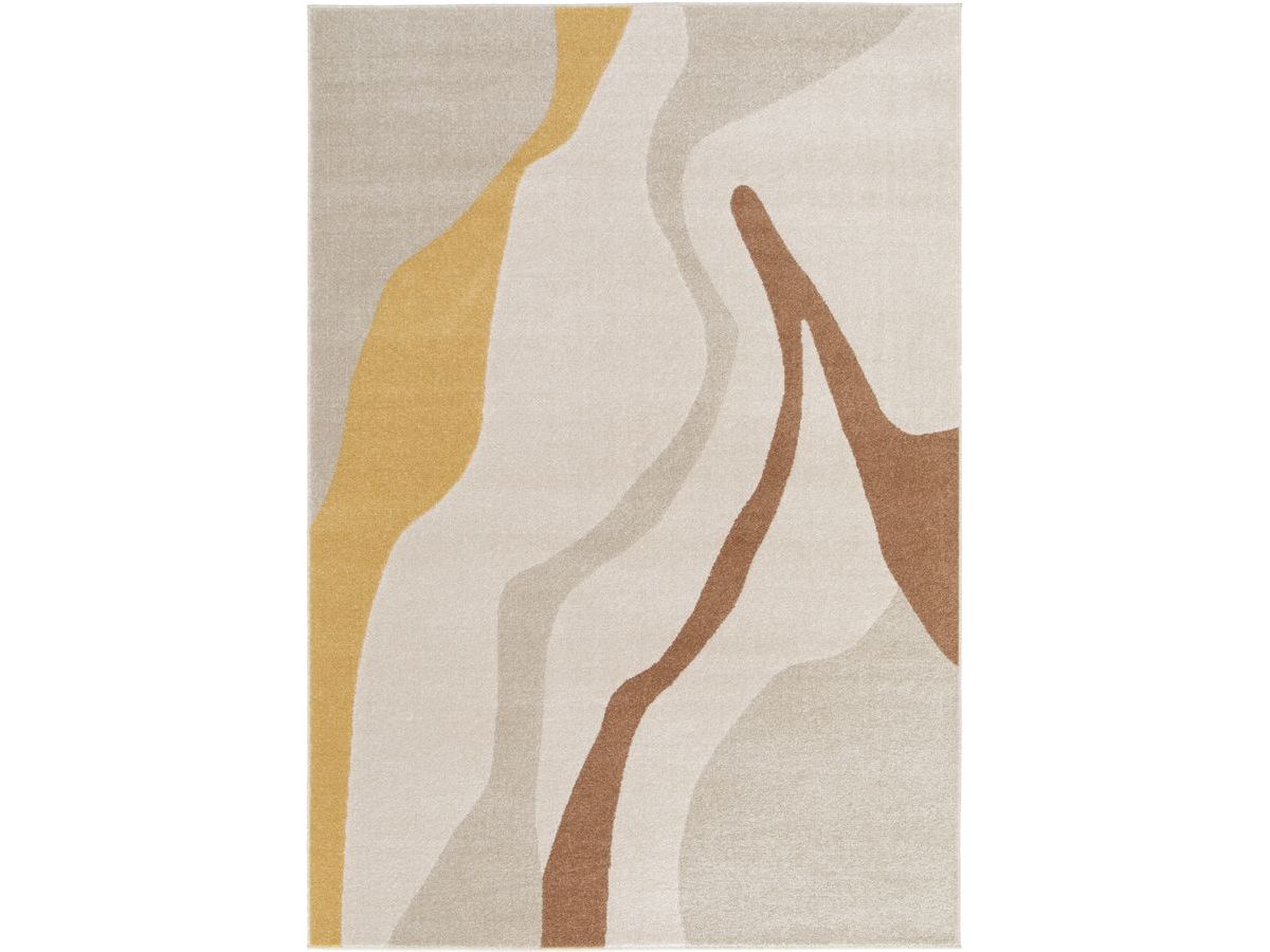 Tapis poils ras ULYS motif abstrait - Beige