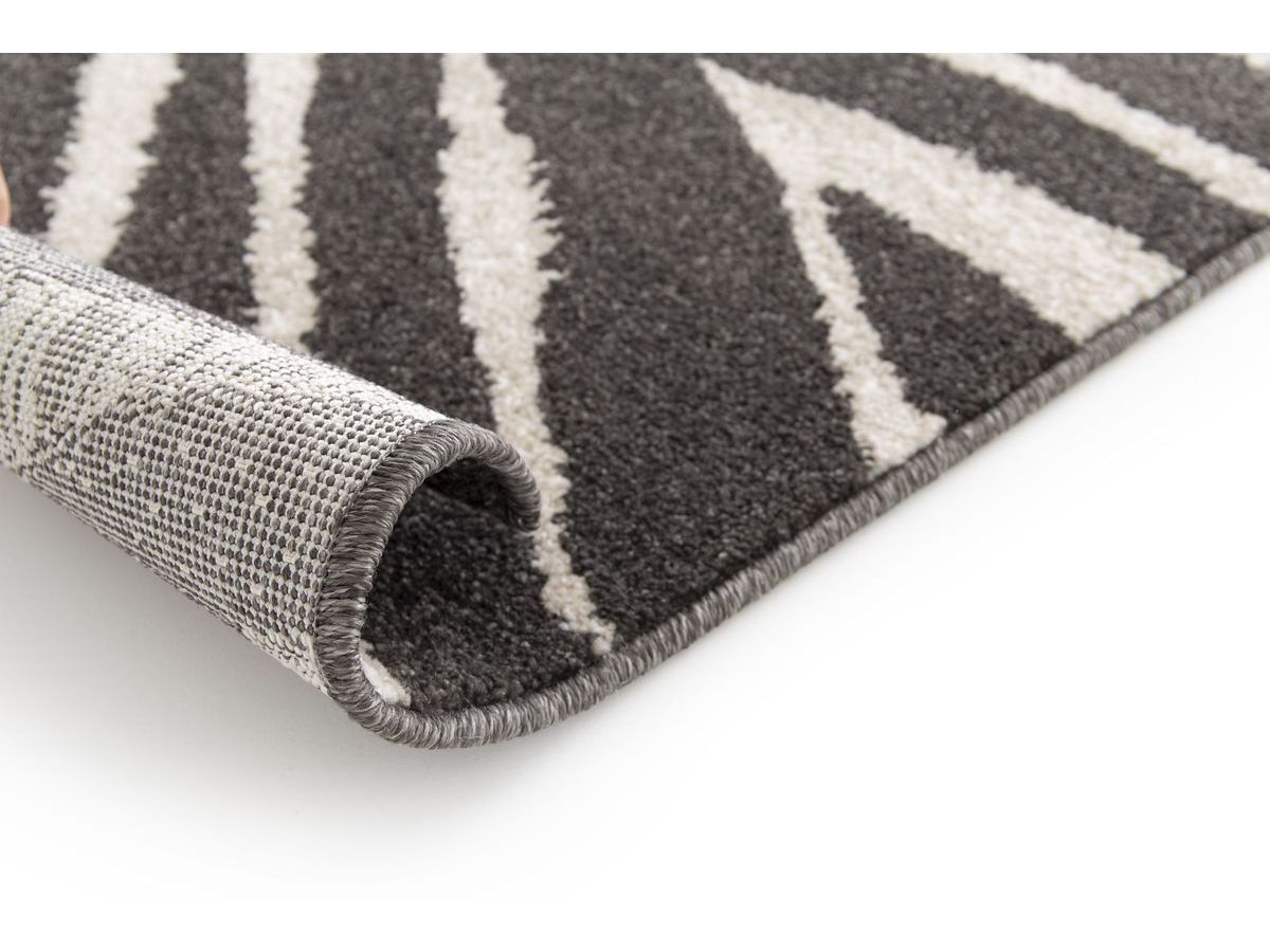 Tapis poils ras ZAYN motif abstrait - Gris