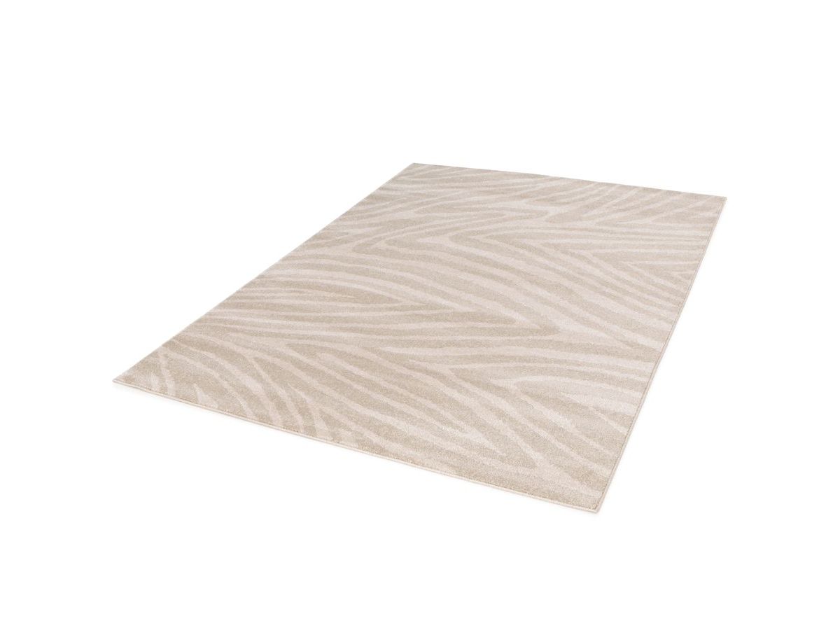 Tapis poils ras ZAYN motif abstrait - Beige
