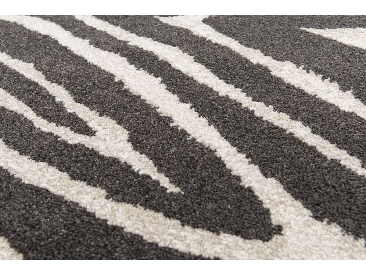 Tapis poils ras ZAYN motif abstrait - Gris