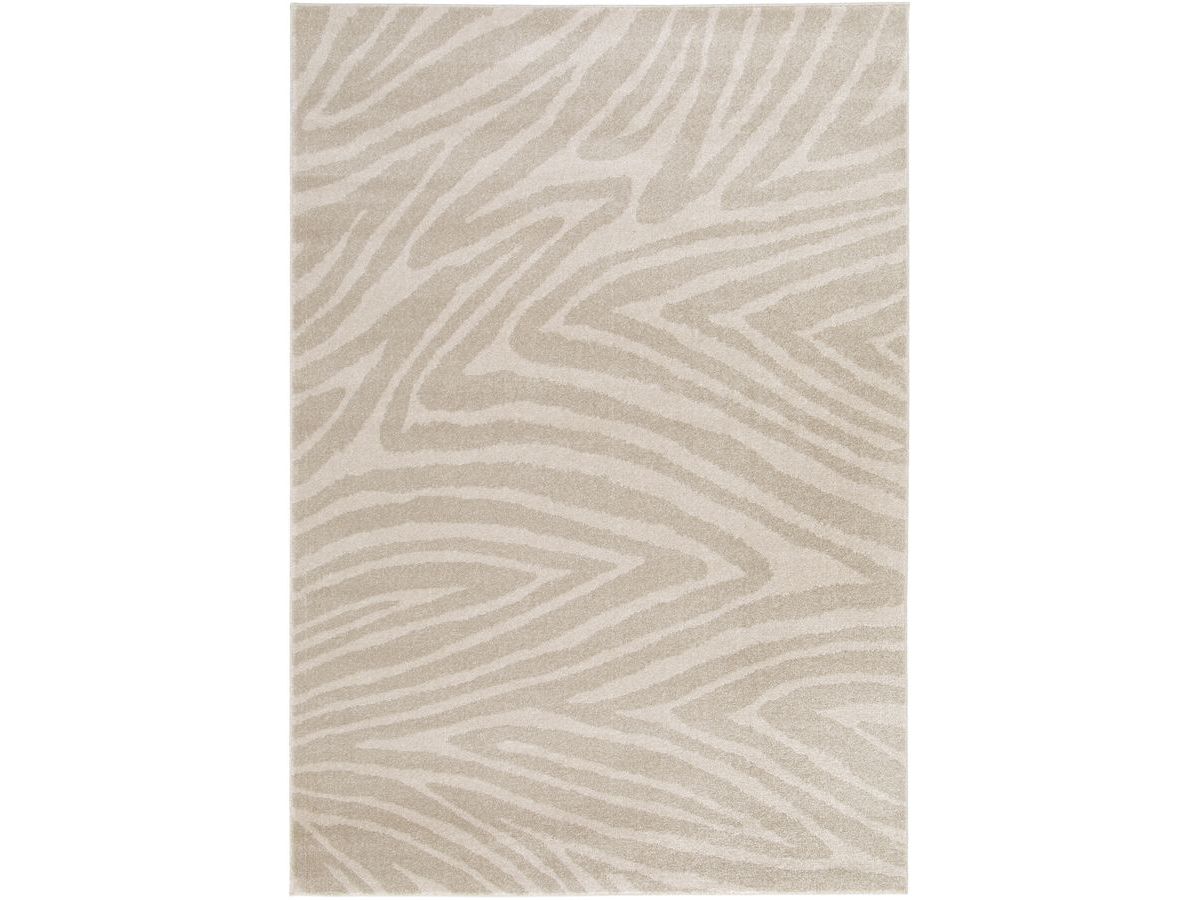 Tapis poils ras ZAYN motif abstrait - Beige