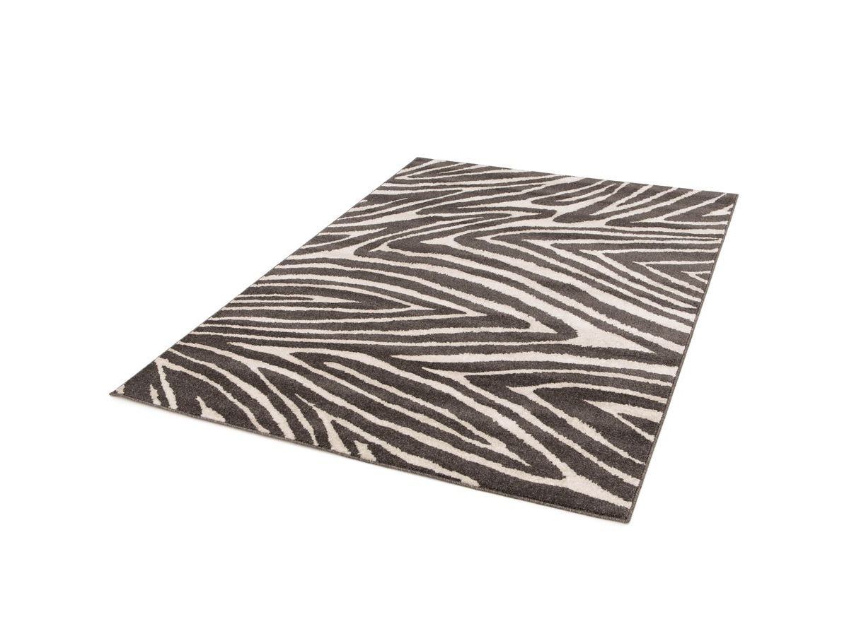 Tapis poils ras ZAYN motif abstrait - Gris
