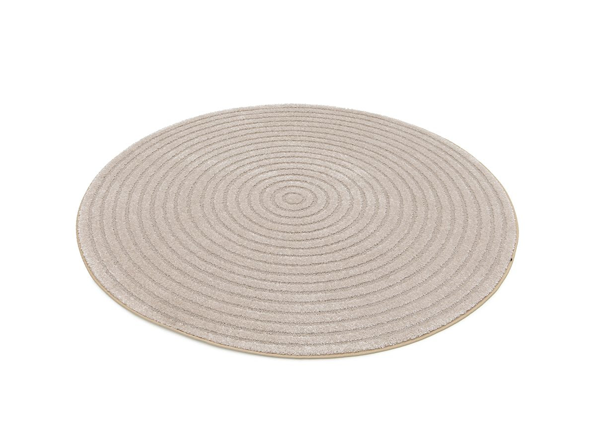 Tapis rond poils ras ONDELIA motif géométrique - Beige
