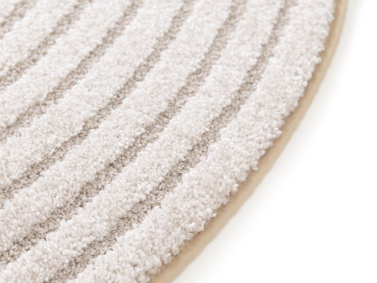 Tapis rond poils ras ONDELIA motif géométrique - Beige