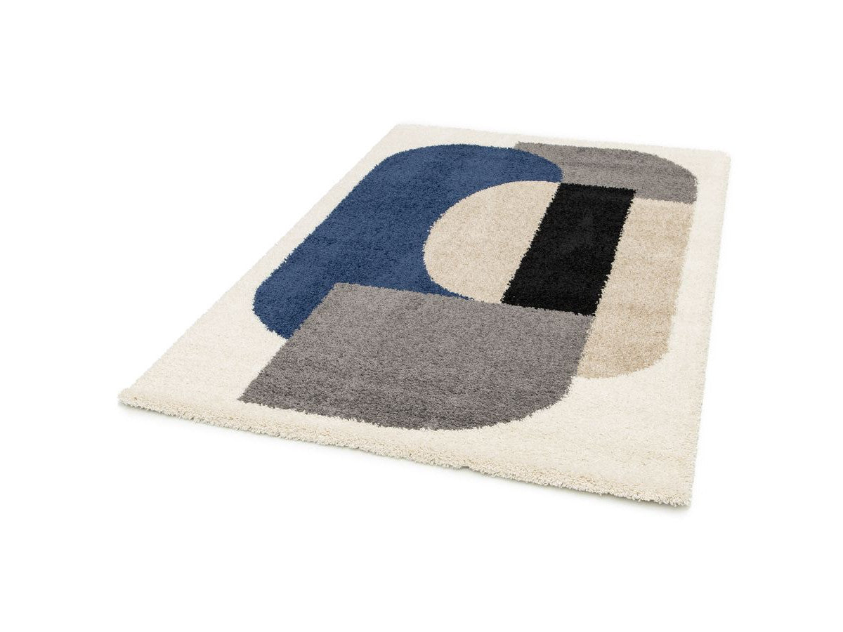 Tapis shaggy EZIO motif abstrait - Gris