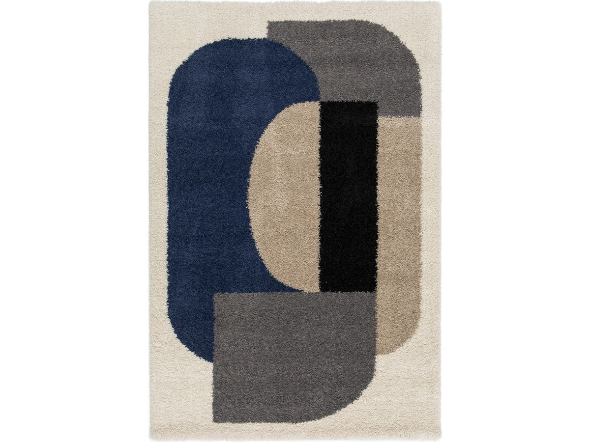 Tapis shaggy EZIO motif abstrait - Gris