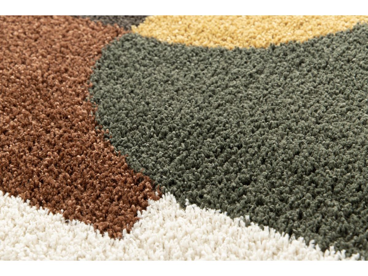Tapis shaggy EZIO motif abstrait - Marron