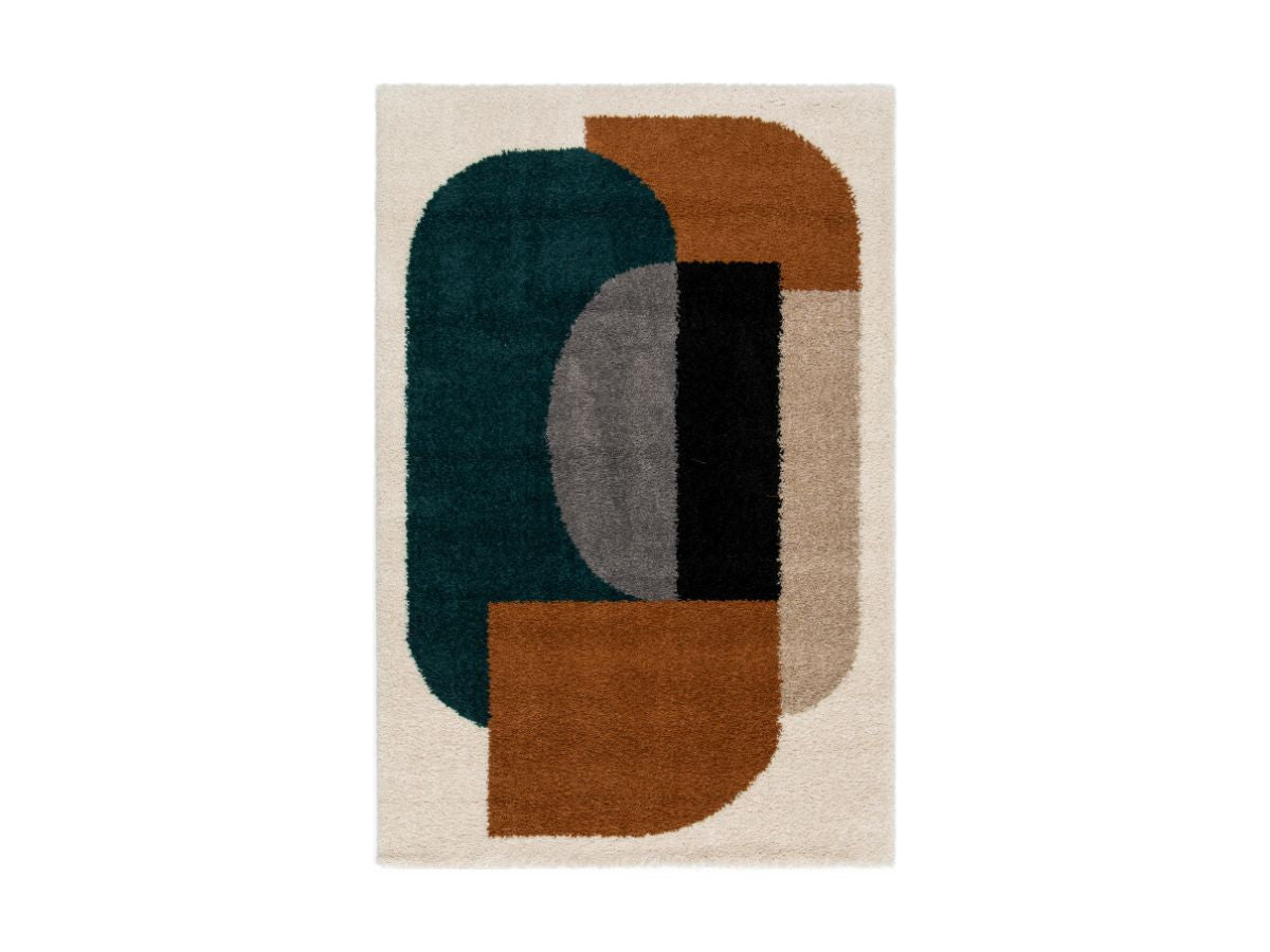 Tapis shaggy EZIO motif abstrait - Orange