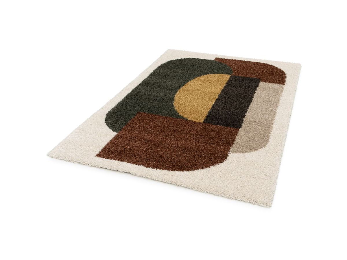 Tapis shaggy EZIO motif abstrait - Marron