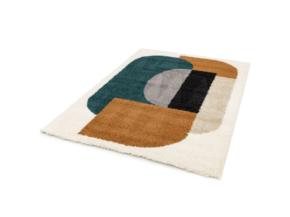 Tapis shaggy EZIO motif abstrait - Orange