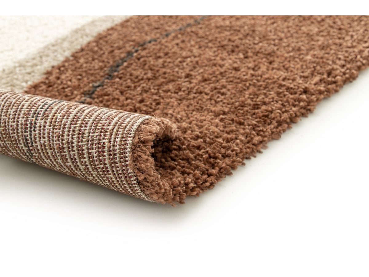 Tapis shaggy LALOU motif abstrait - Marron
