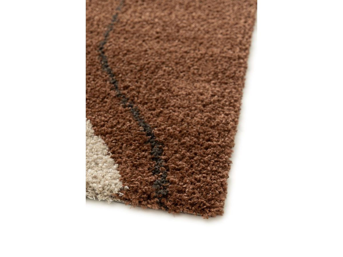 Tapis shaggy LALOU motif abstrait - Marron