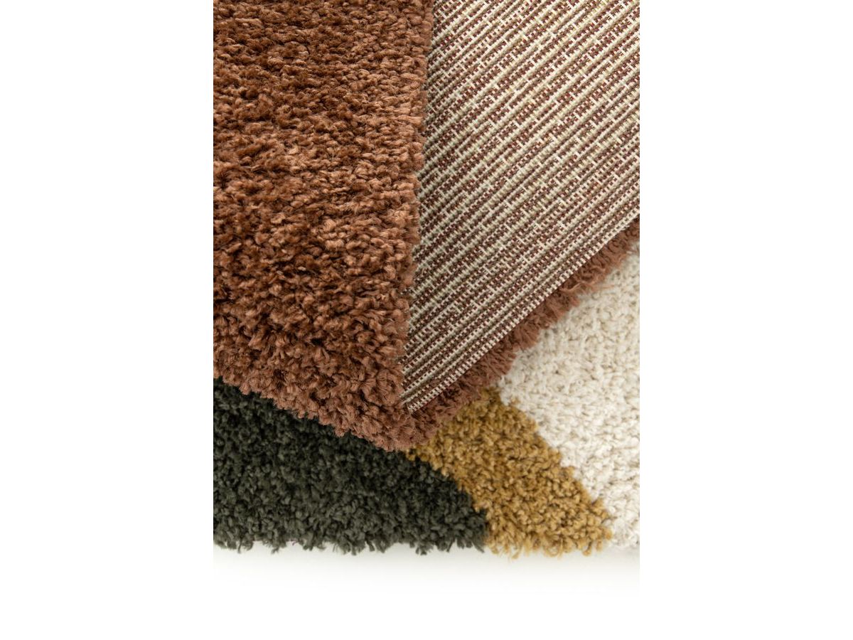 Tapis shaggy LALOU motif abstrait - Marron