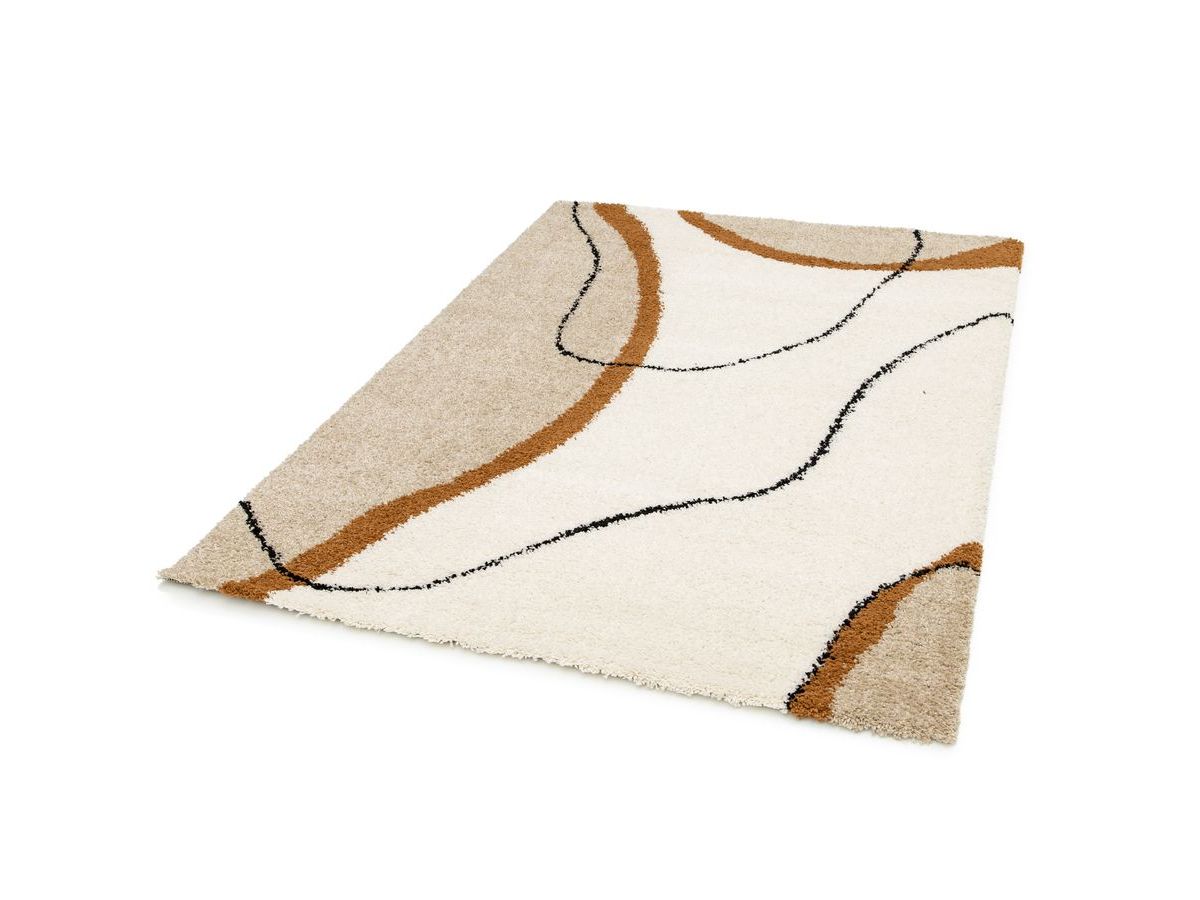 Tapis shaggy LALOU motif abstrait - Beige
