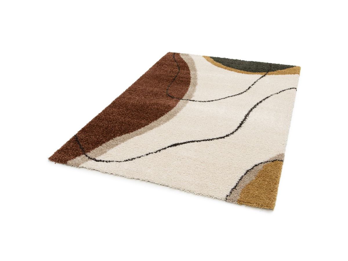 Tapis shaggy LALOU motif abstrait - Marron