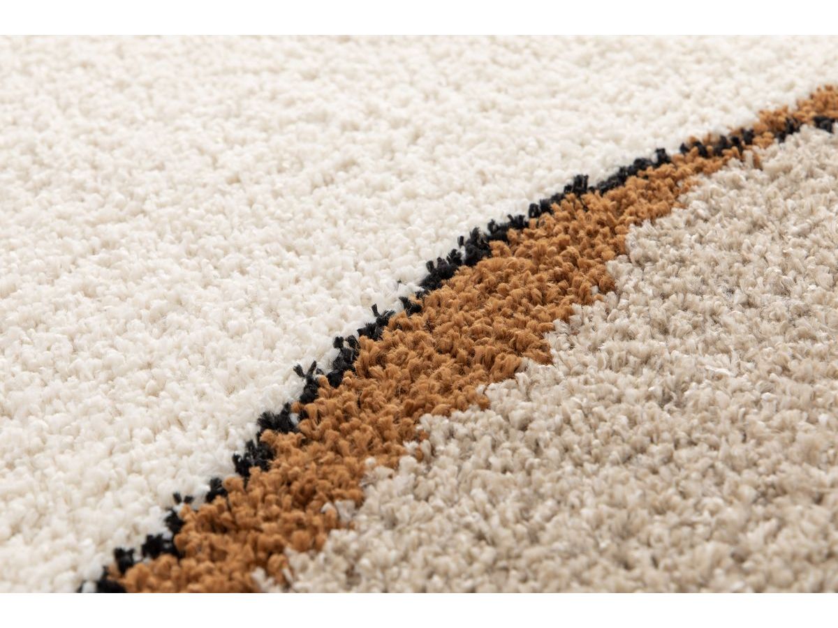 Tapis shaggy LALOU motif abstrait - Beige