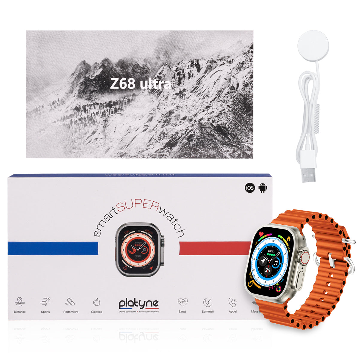 Montre Connectee Bluetooth Multifonctions - Orange