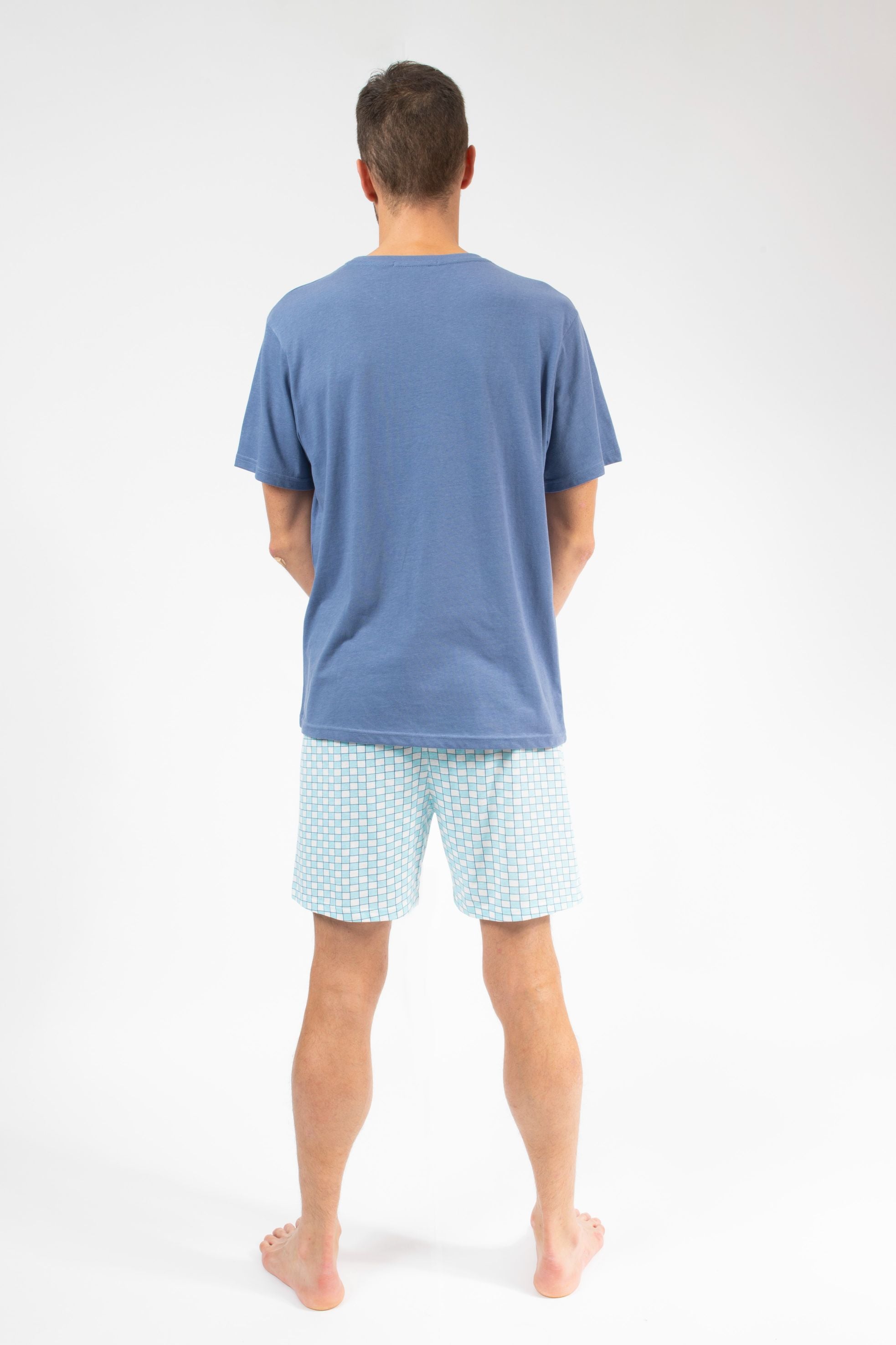 Pyjama Short Homme Bleu Gris