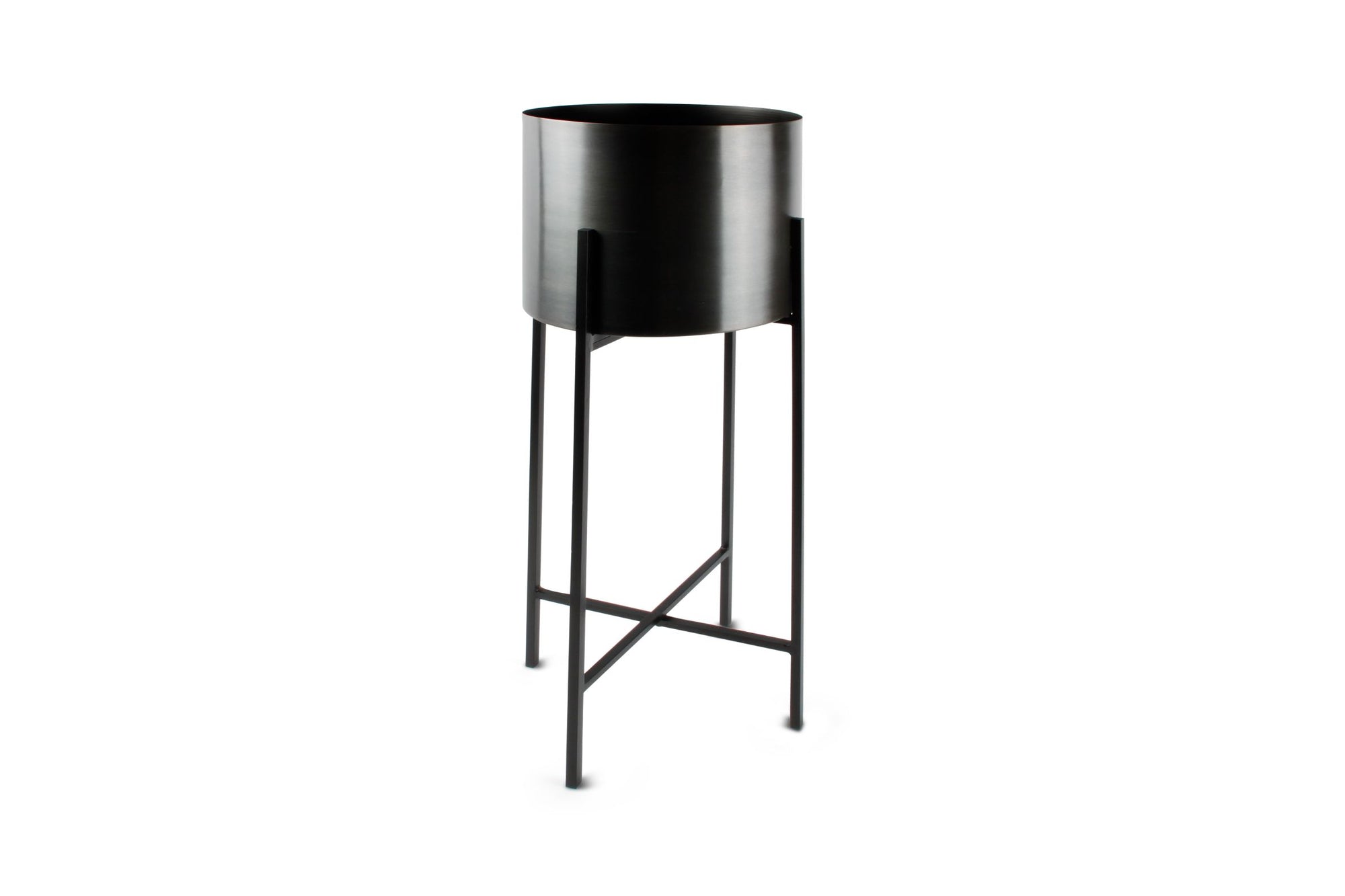 S&P - Cache-pot sur pied noir cylindre Patio - set/2