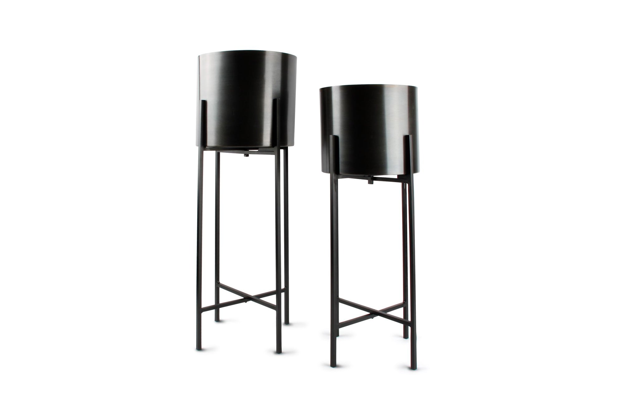 S&P - Cache-pot sur pied noir cylindre Patio - set/2