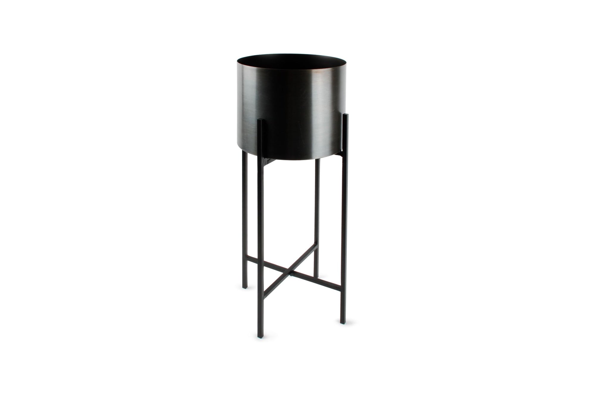 S&P - Cache-pot sur pied noir cylindre Patio - set/2