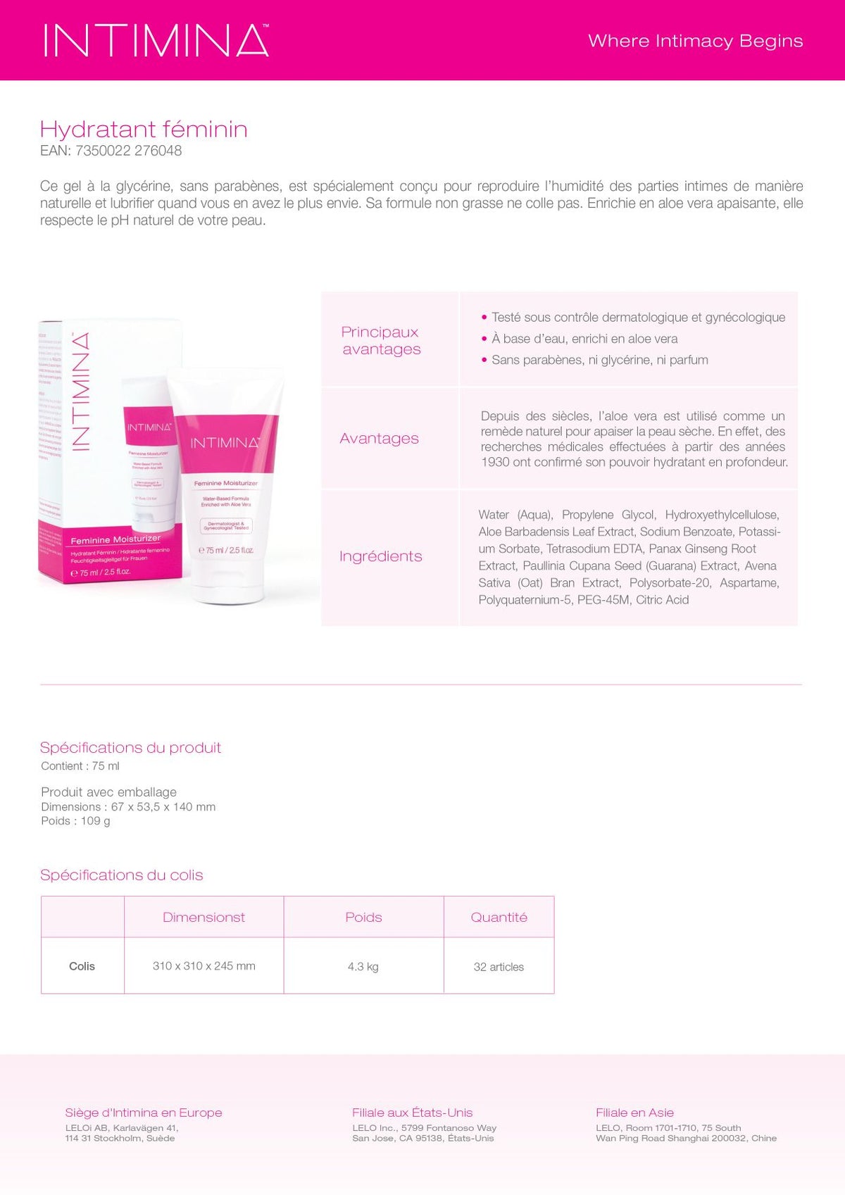 Feminine Moisturizer (75 ml/ 2.5 fl. oz) - ML1(EN/FR/ES/DE)