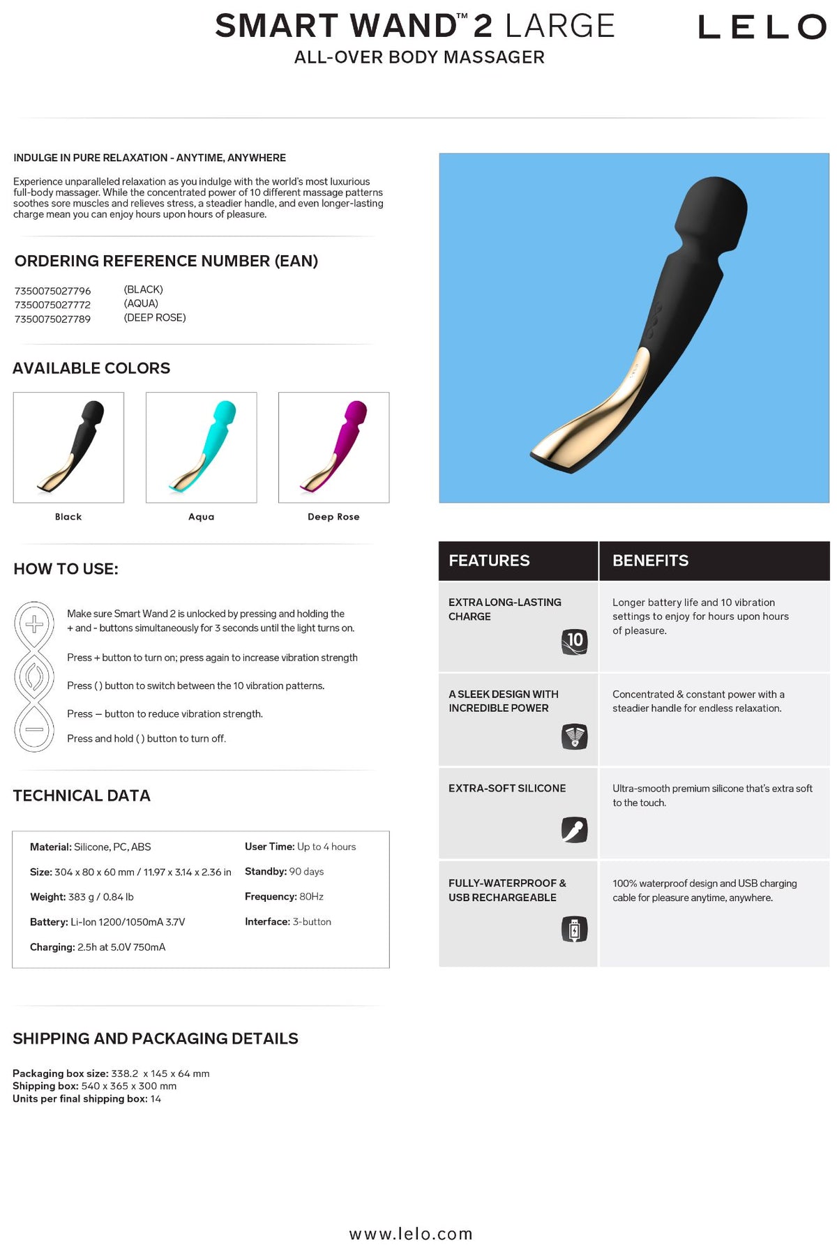 Smart Wand 2 Large Aqua